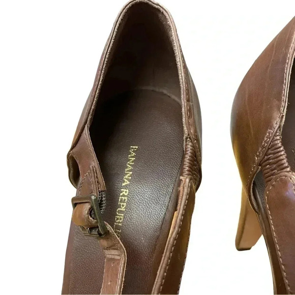 Banana Republic Brown Open Toe Heels Size 7 - Picture 5 of 9